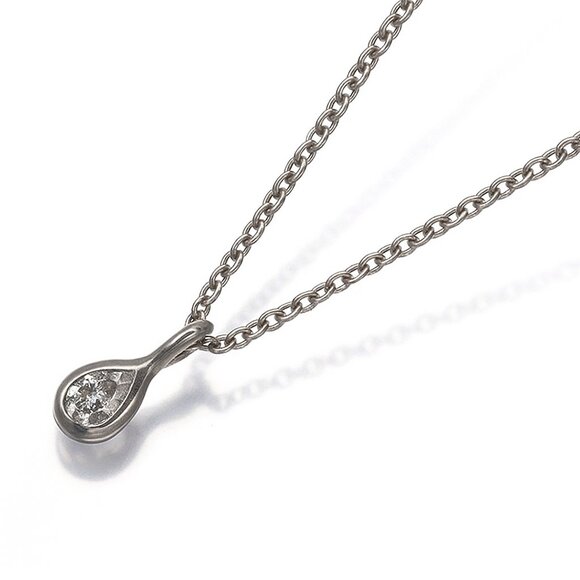 Tiffany & Co. Peretti By The Yard Pear Tear Diamond Pendant Necklace Silver 16" - Picture 1 of 4